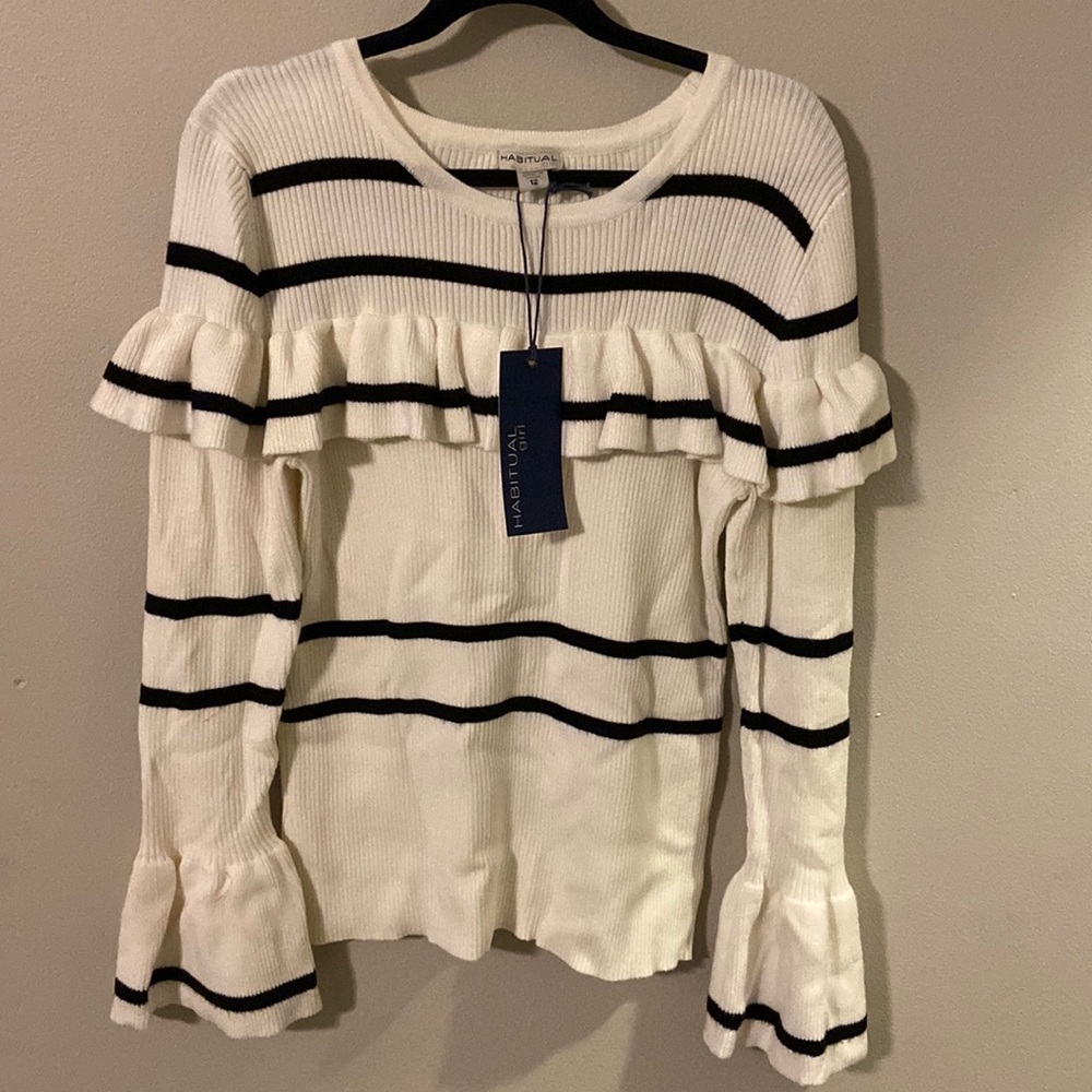 Habitual girls fashion off white and black strips size 12 NWT